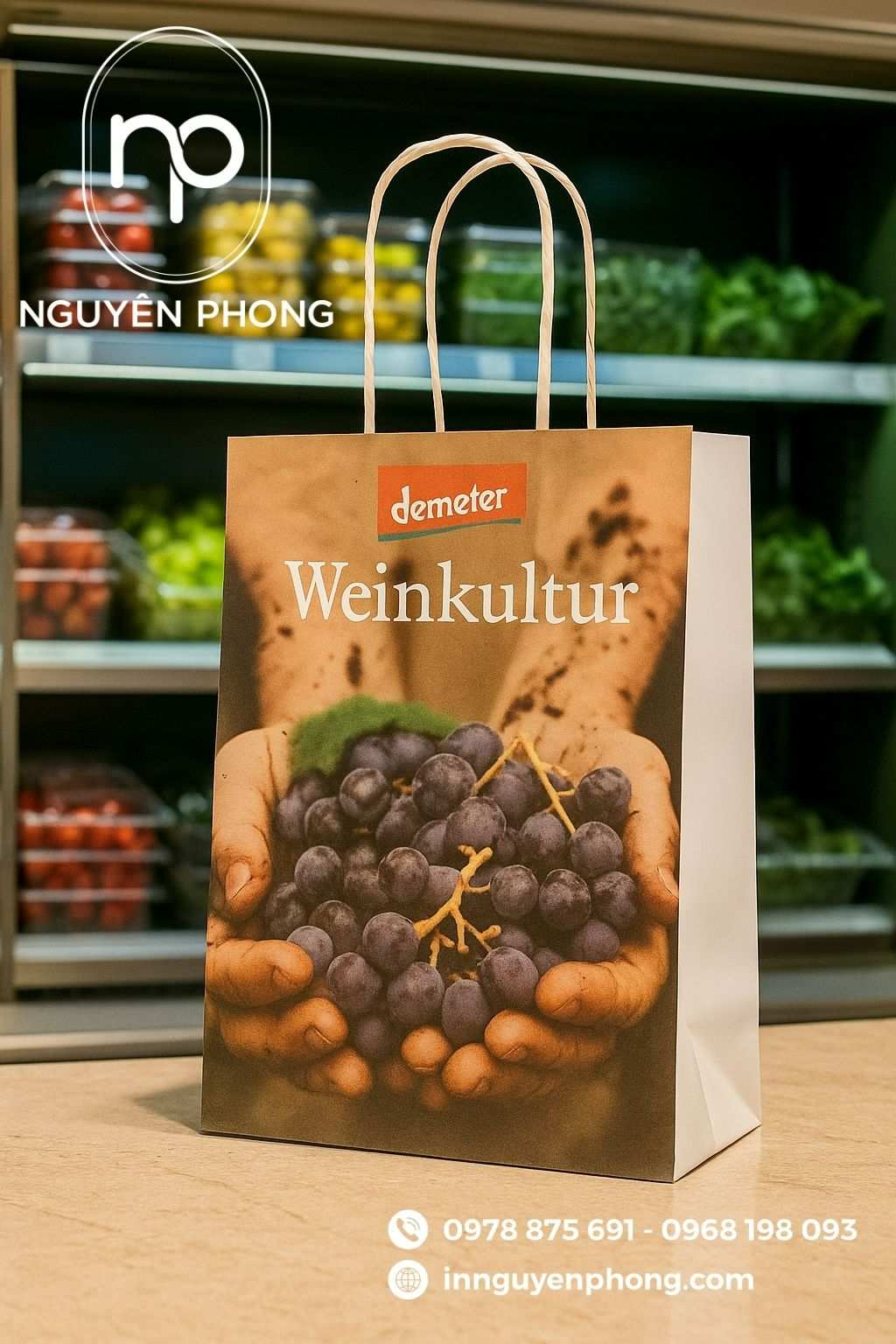 Mẫu túi giấy đựng nho khô làm quà tặng 